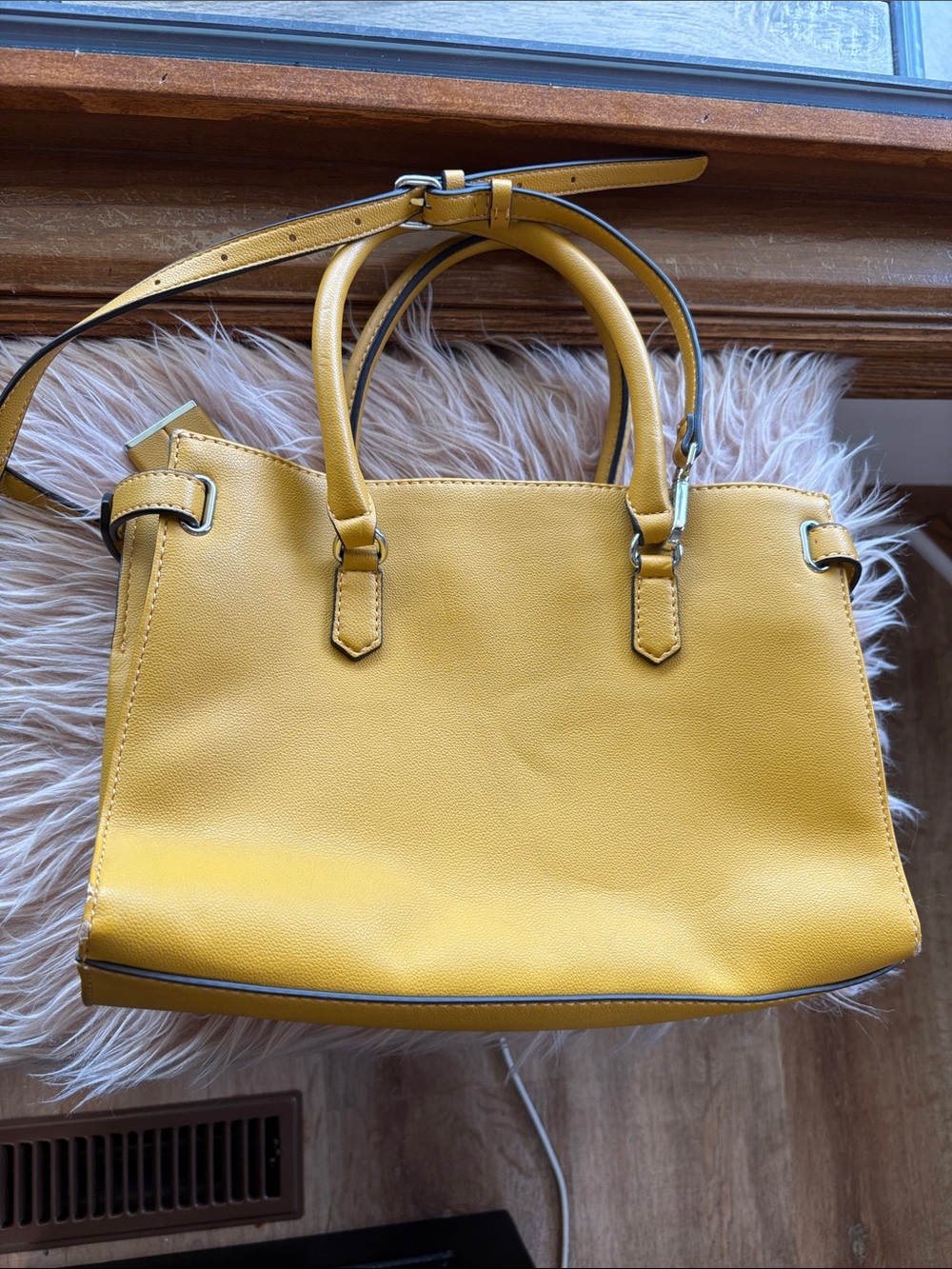 GUESS Quilted Yellow Satchel with Charm Accent - Picture 2 of 6